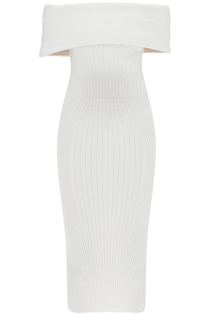 Mugler off-shoulder midi