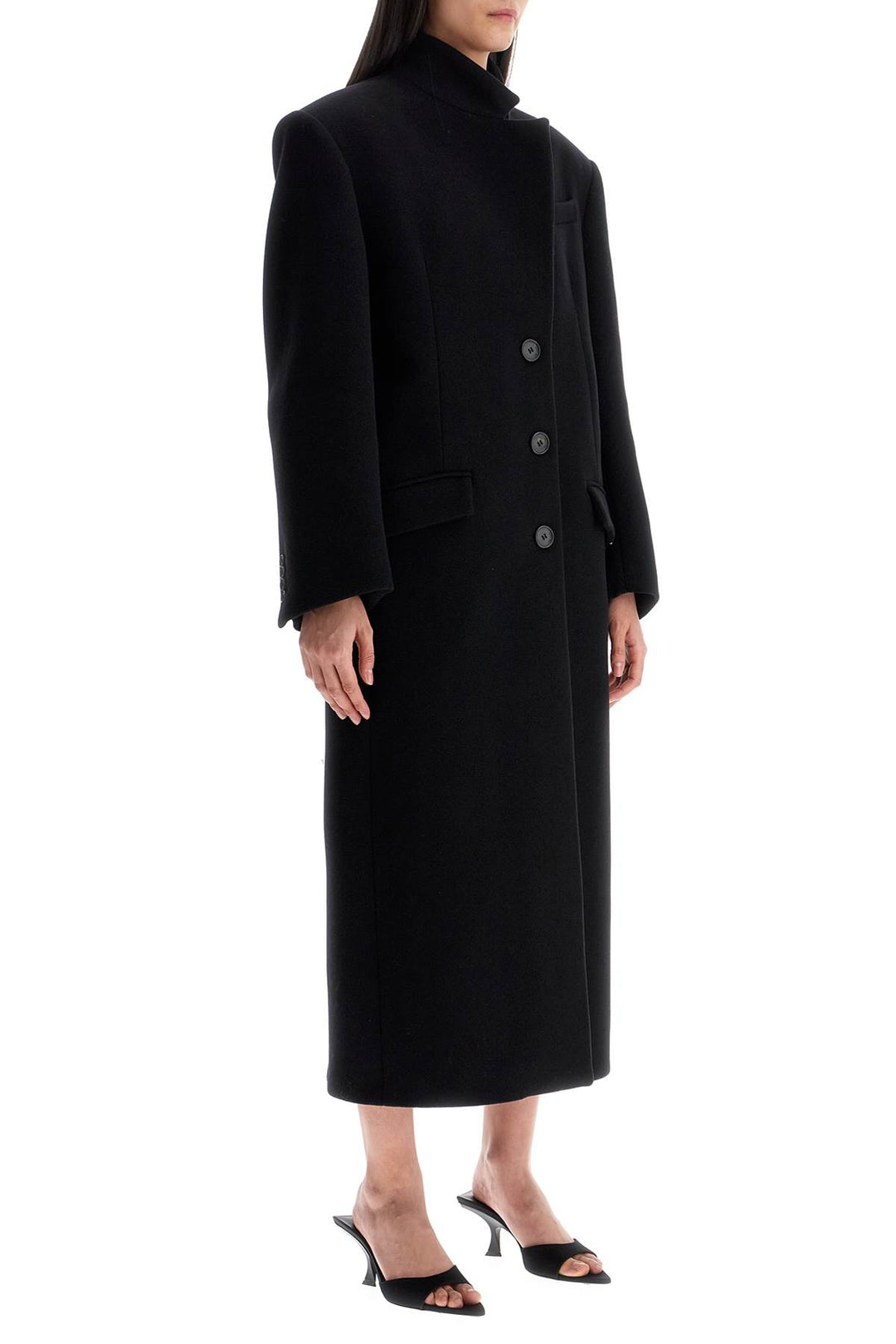 The Attico long woolen black coat