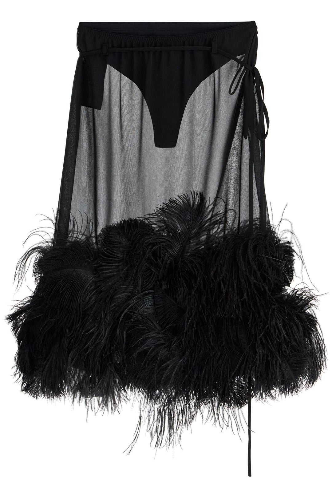 The Attico sheer midi skirt with feathers