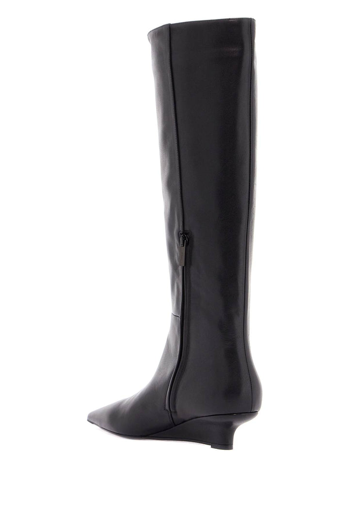 Toteme black leather knee-high boots