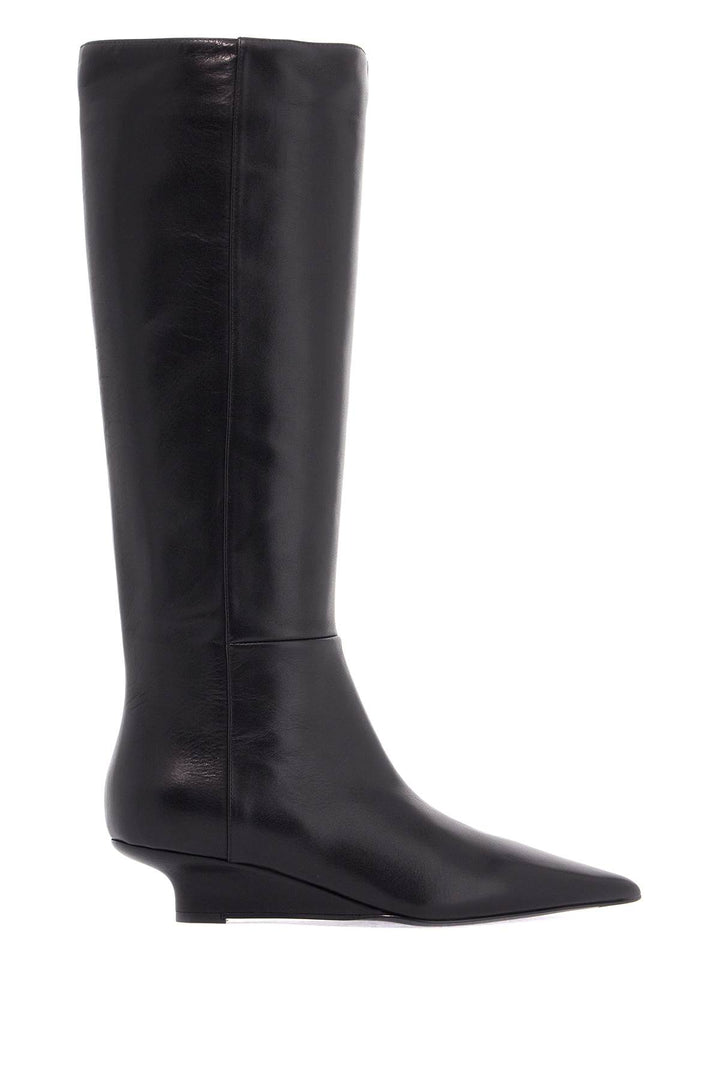 Toteme black leather knee-high boots