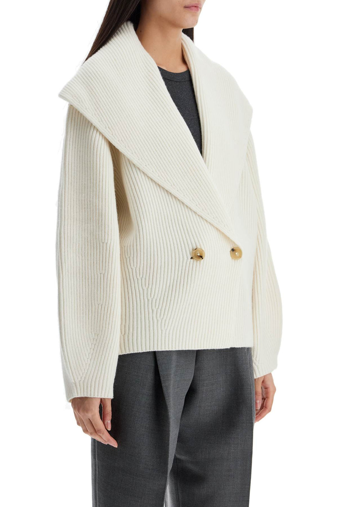 Toteme cardigan with shawl collar and golden buttons