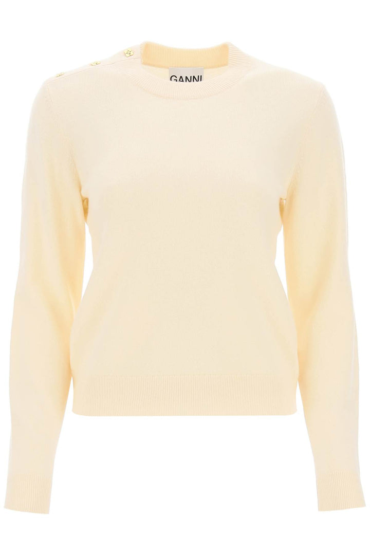 Ganni Sweater With Butterfly Buttons   Beige