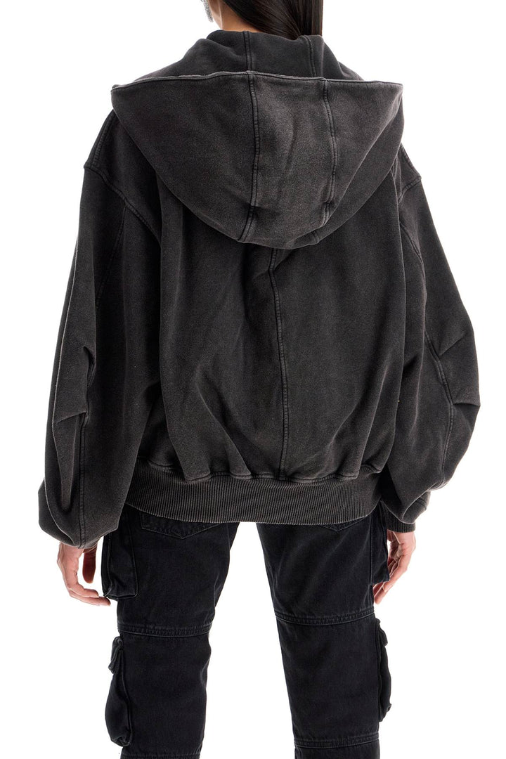 The Attico Full Zip Washed Jersey Sweatshirt   Black