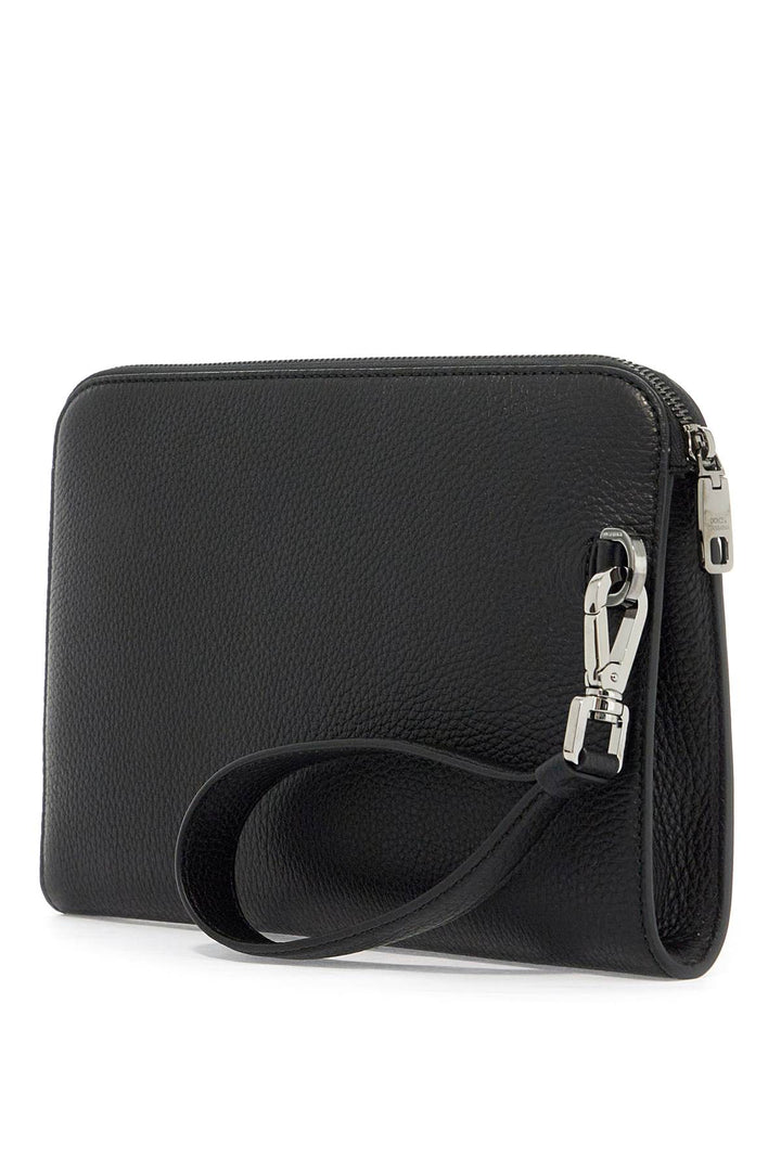 Dolce & Gabbana Replace With Double Quoteembossed Leather Media Pouch   Black