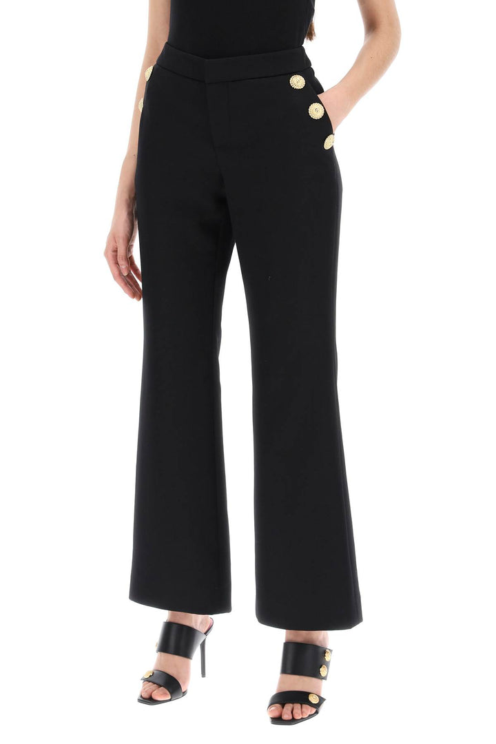 Balmain Flared Pants With Embossed Buttons   Black
