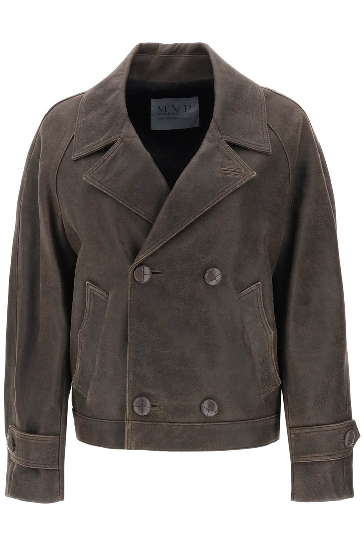 Mvp Wardrobe Solferino Jacket In Vintage Effect Leather   Marrone