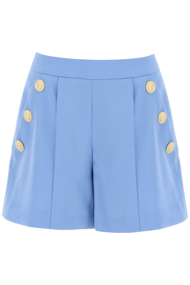 Balmain Embossed Button Shorts With   Light Blue