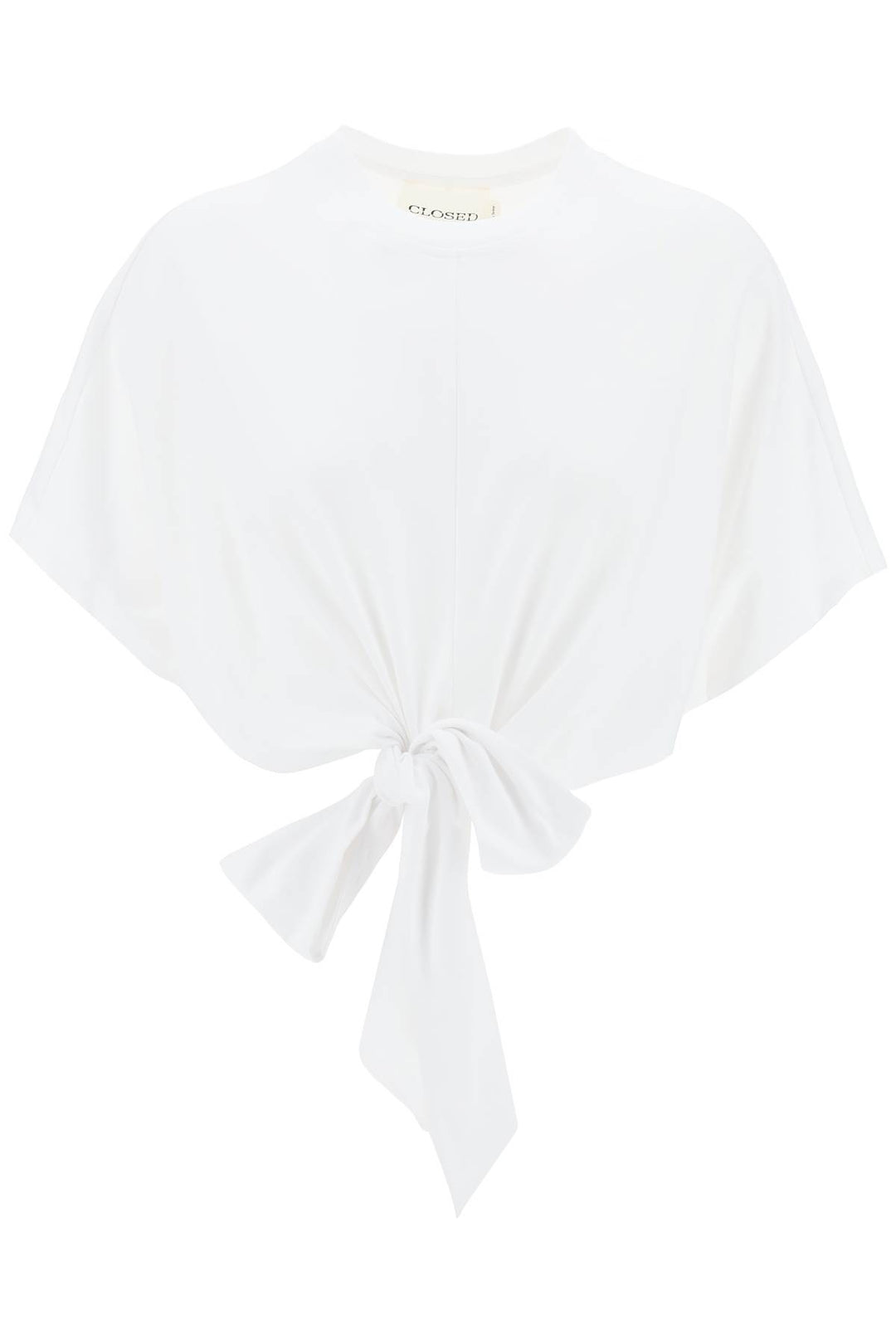 Closed T Shirt With Knot Detail   Bianco