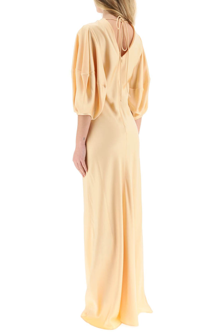 Stella Mc Cartney Satin Maxi Dress With Cut Out Ring Detail   Rosa
