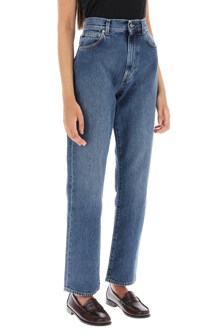 Loulou Studio Cropped Straight Cut Jeans   Blue
