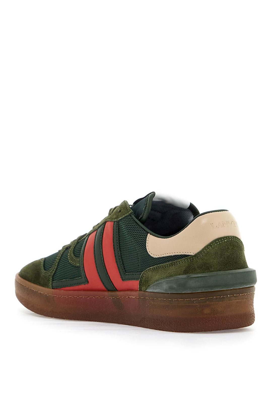 Lanvin Mesh And Leather Clay Sneakers With   Green
