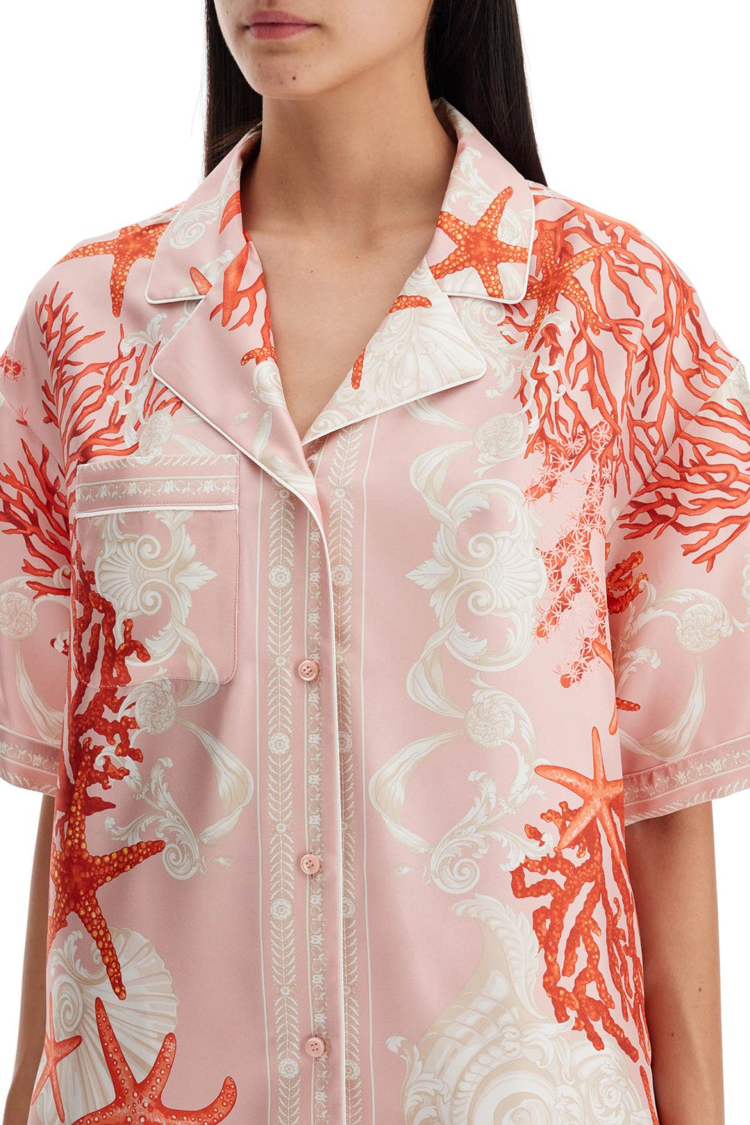 Versace Silk Baroque Shirt   Pink