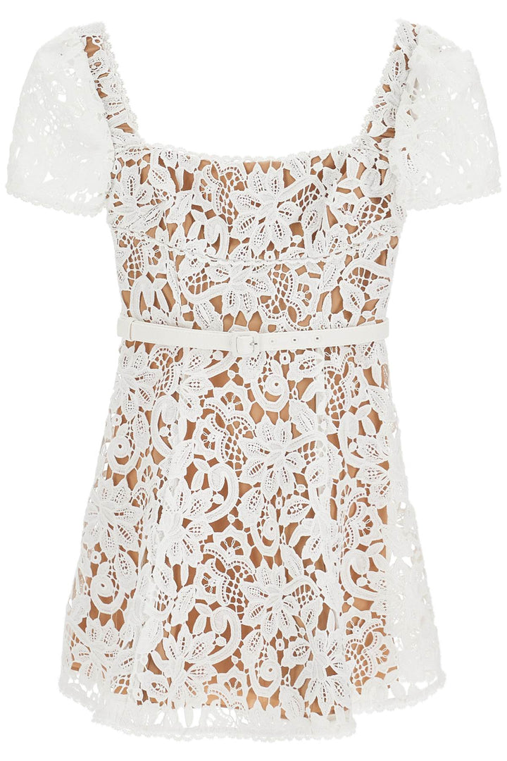 Self Portrait Floral Lace Mini Dress With Eight   White