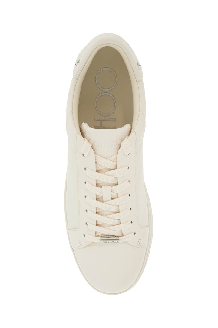 Jimmy Choo Hammered Leather Rome Sneakers   White