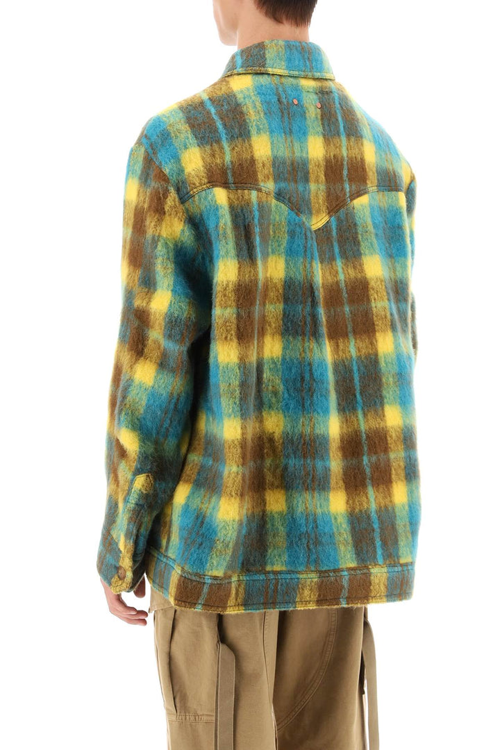 Andersson Bell Brushed Yarn Overshirt With Check Motif   Multicolor