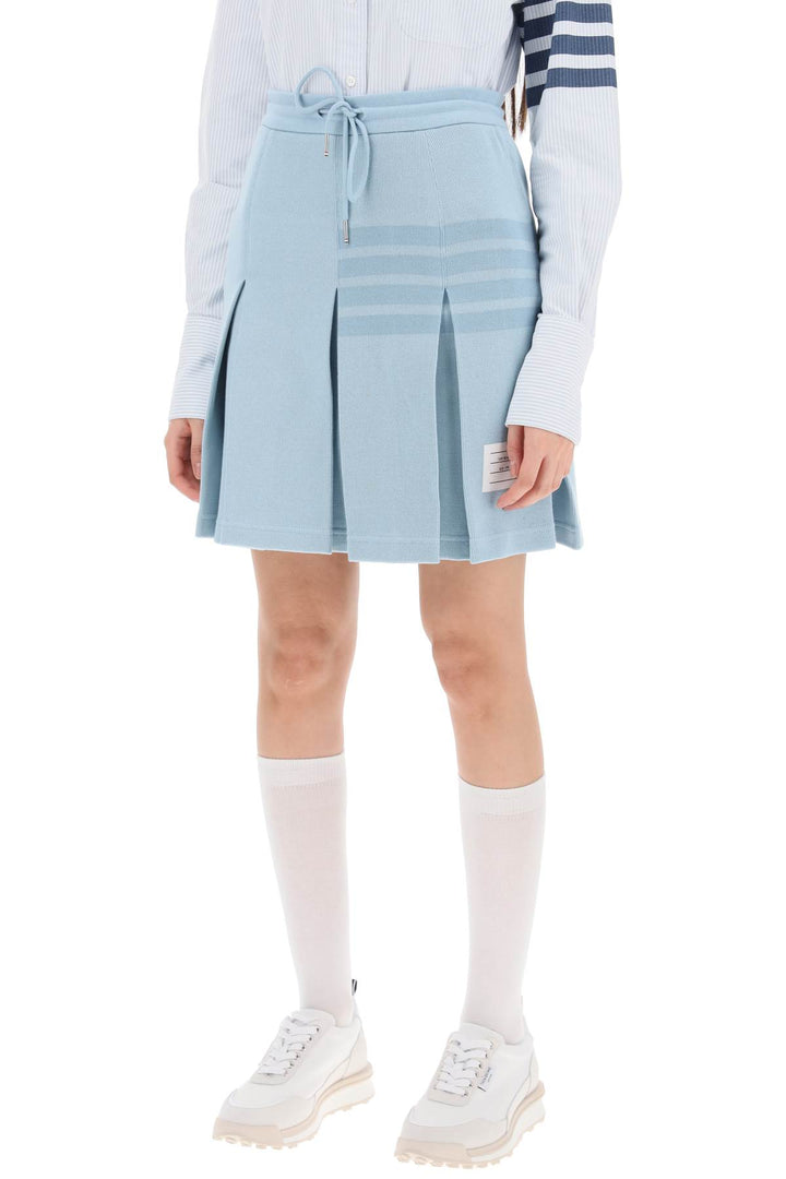 Thom Browne Knitted 4 Bar Pleated Skirt   Celeste