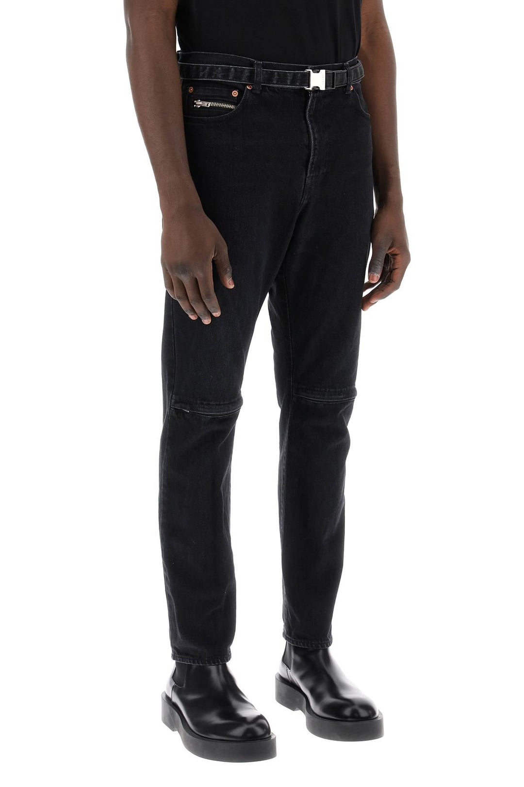 Sacai Slim Jeans With Belt   Black