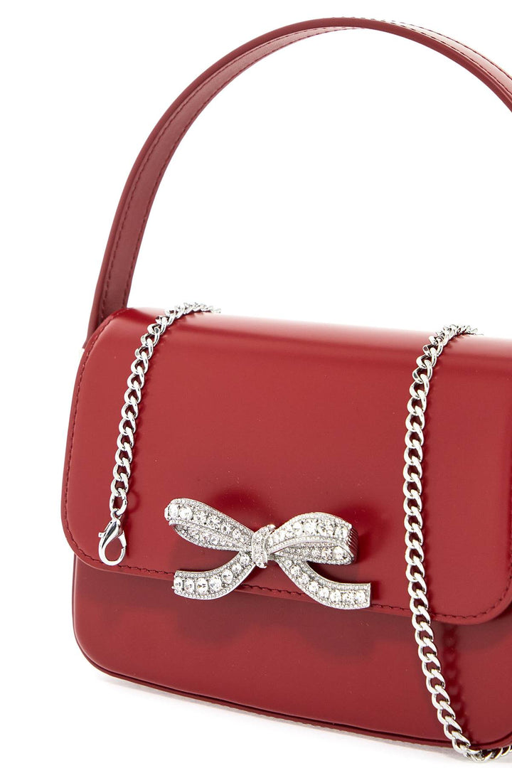 Self Portrait Smooth Leather Micro Handbag In 10 Words   Red