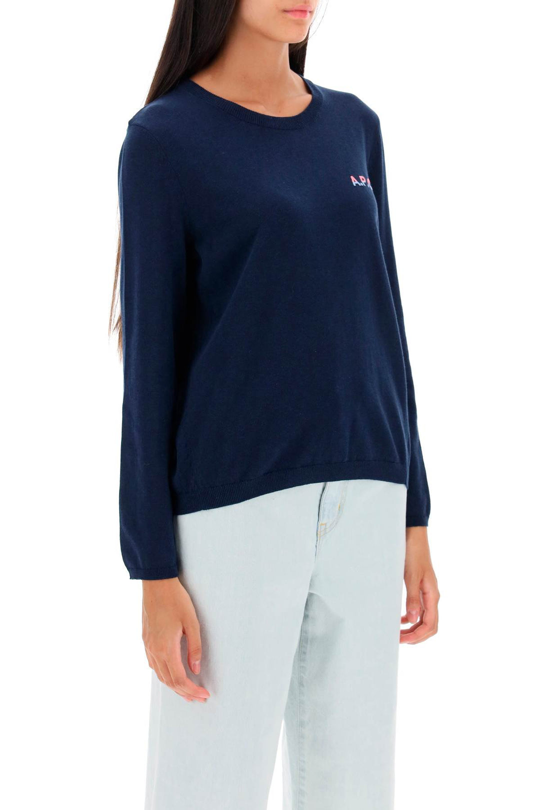 A.P.C. 'Albane' Crew Neck Cotton Sweater   Blu