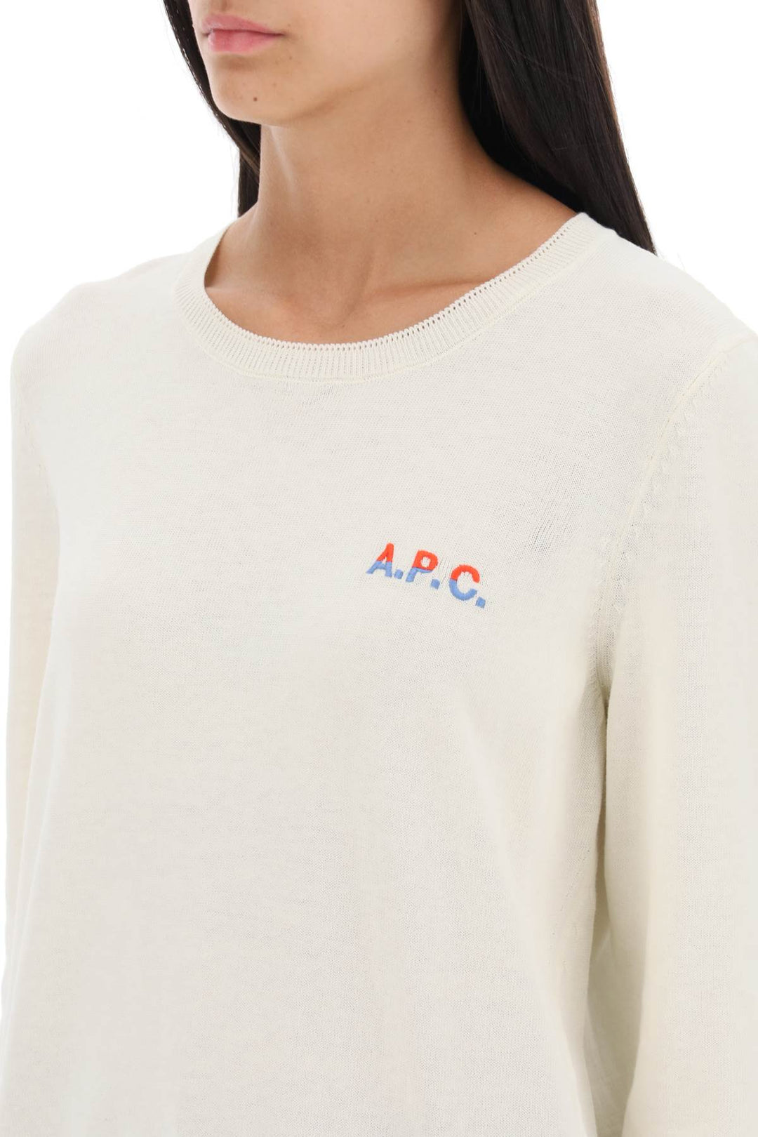 A.P.C. 'Albane' Crew Neck Cotton Sweater   Bianco