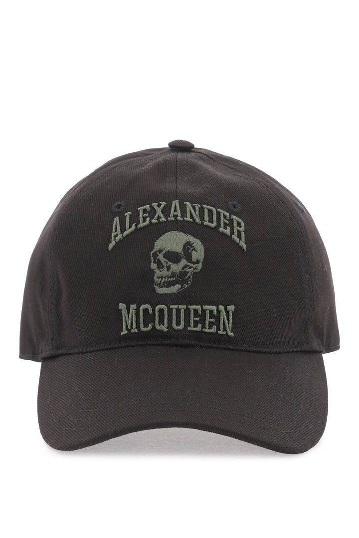 Alexander Mcqueen Varsity Skull Baseball Cap   Black