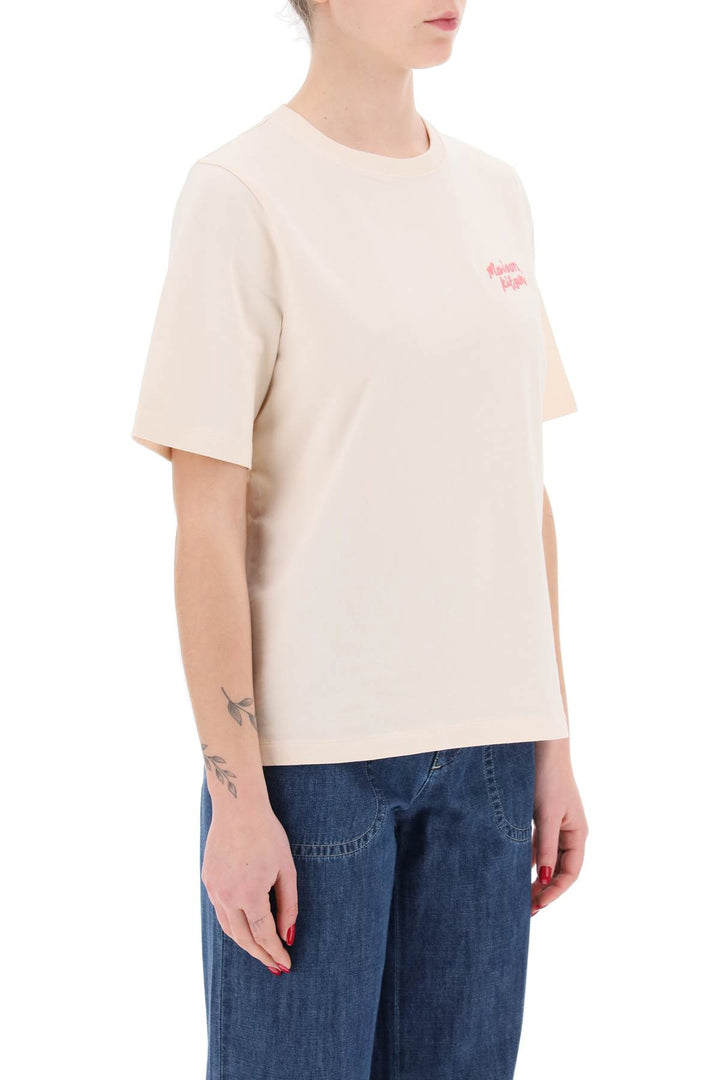 Maison Kitsune Replace With Double Quoteround Neck T Shirt With Embroidered   Rosa