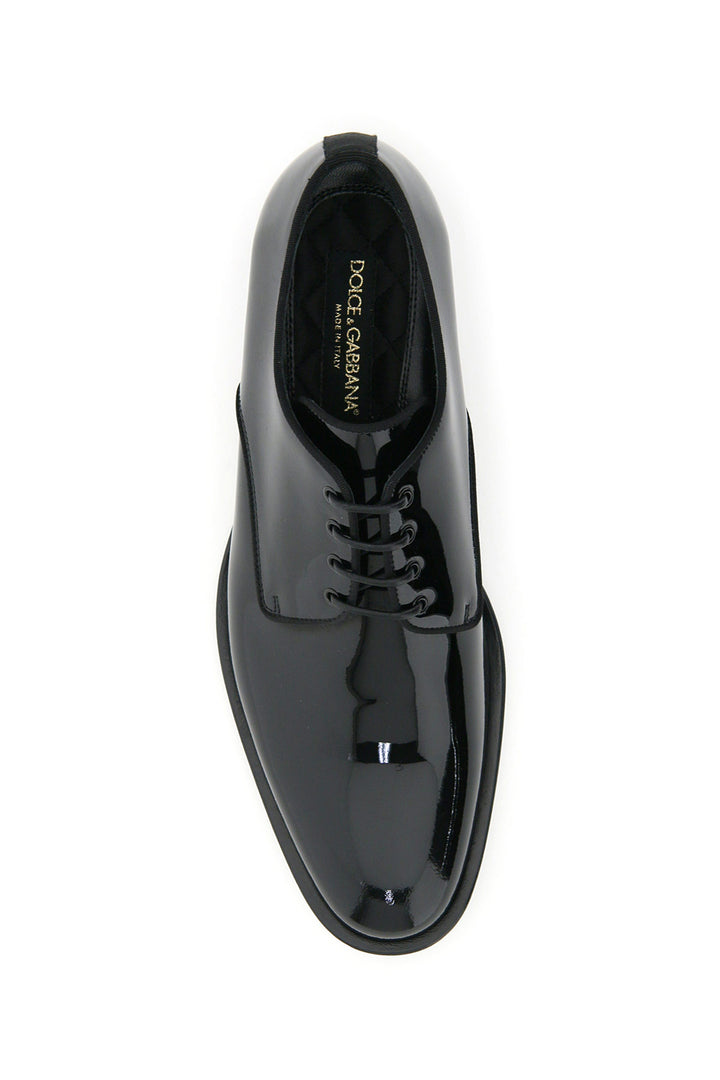 Dolce & Gabbana Patent Leather Lace Up Shoes   Black
