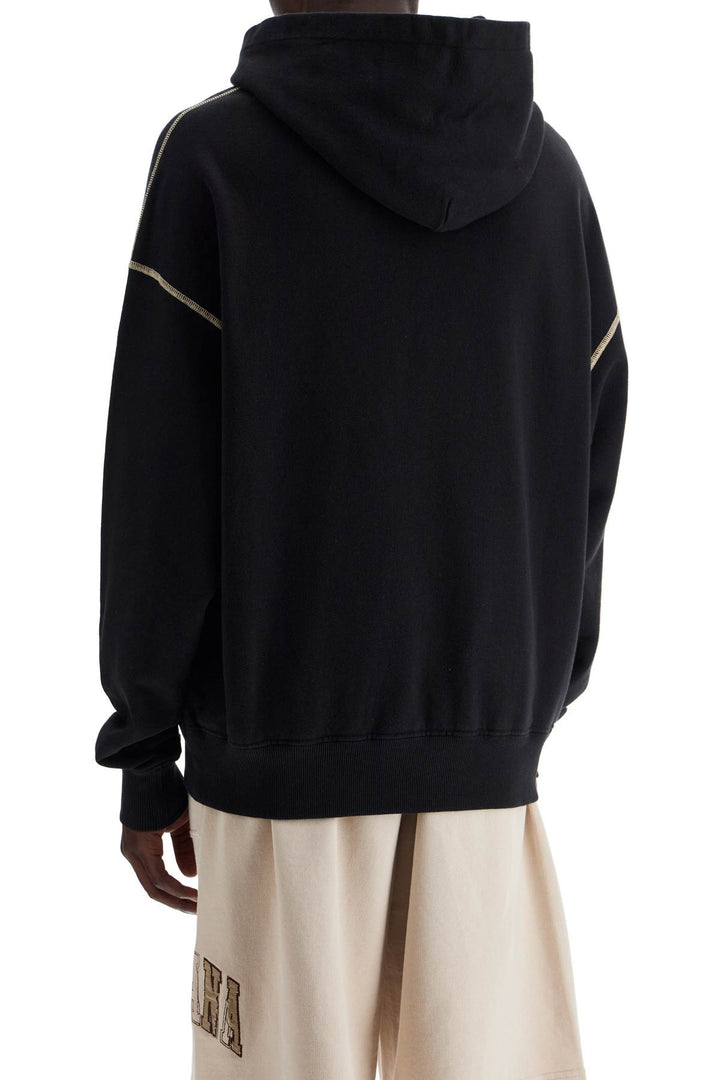 Dolce & Gabbana Oversized Hoodie With Hood And Logo Print   Black