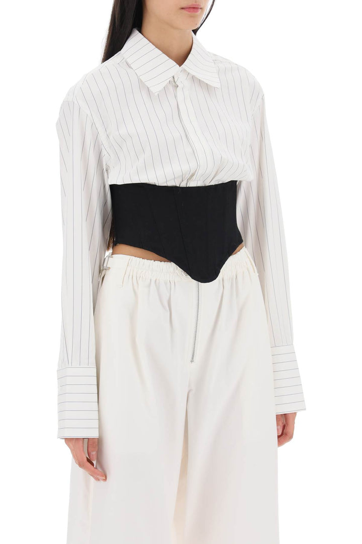 Dion Lee Cropped Shirt With Underbust Corset   Bianco