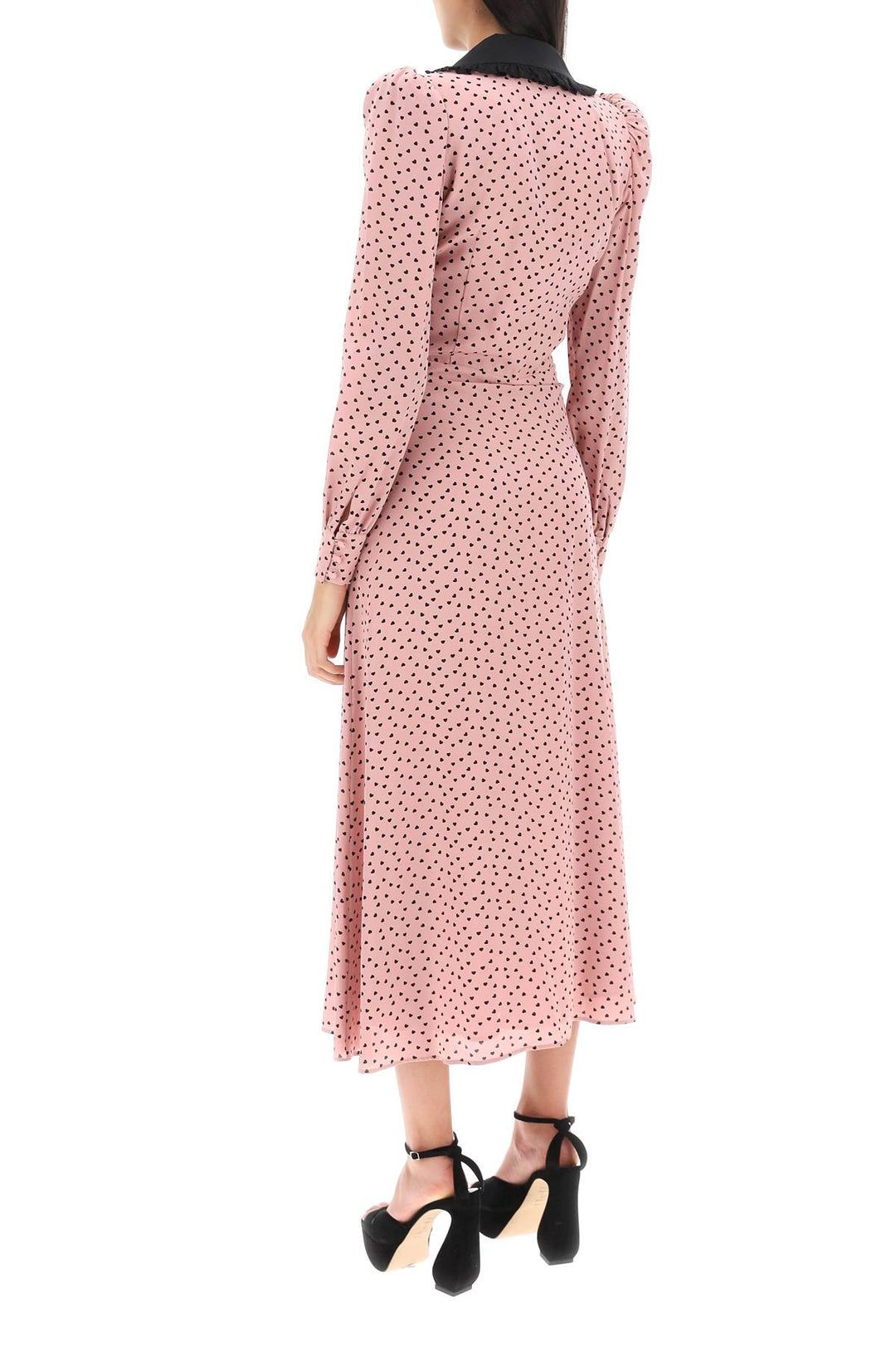 Alessandra Rich Midi Dress With Contrasting Collar   Rosa