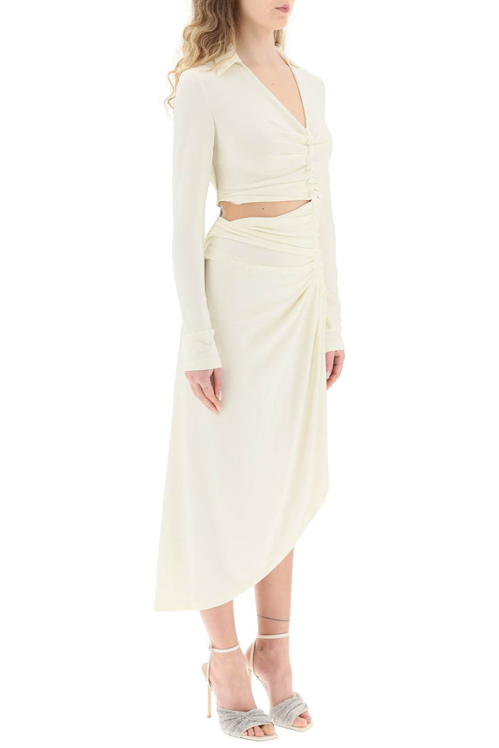 Off White Asymmetric Cut Out Jersey Dress   Bianco