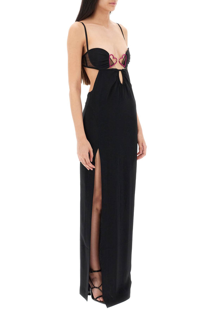 Nensi Dojaka Long Dress With Heart Detail   Black