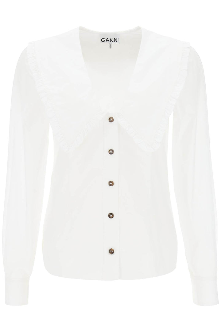 Ganni Maxi Collar Shirt   Bianco