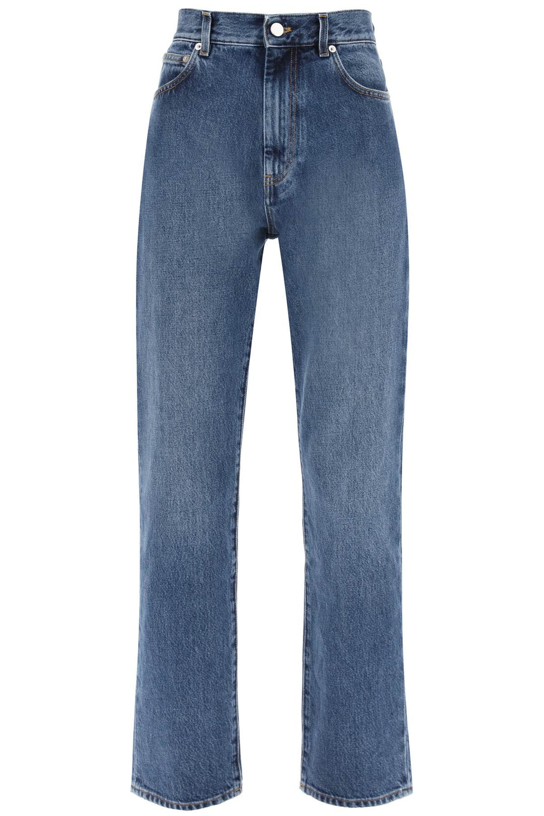 Loulou Studio Cropped Straight Cut Jeans   Blu