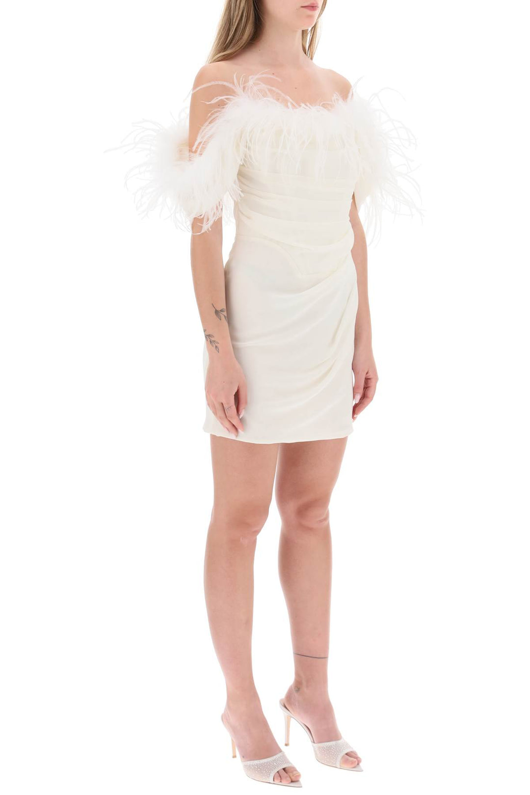 Giuseppe Di Morabito mini dress in poly georgette with feathers