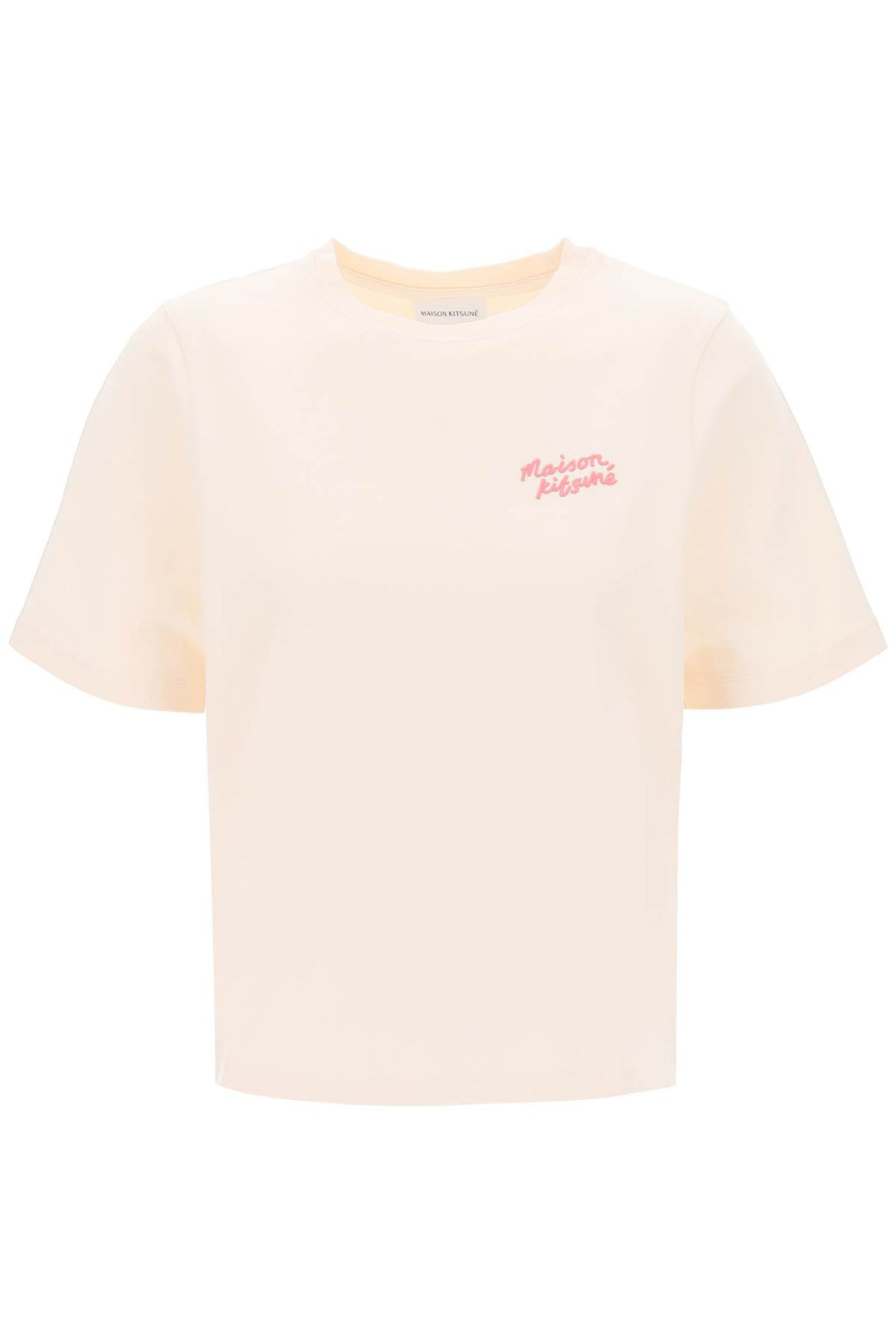 Maison Kitsune Replace With Double Quoteround Neck T Shirt With Embroidered   Rosa