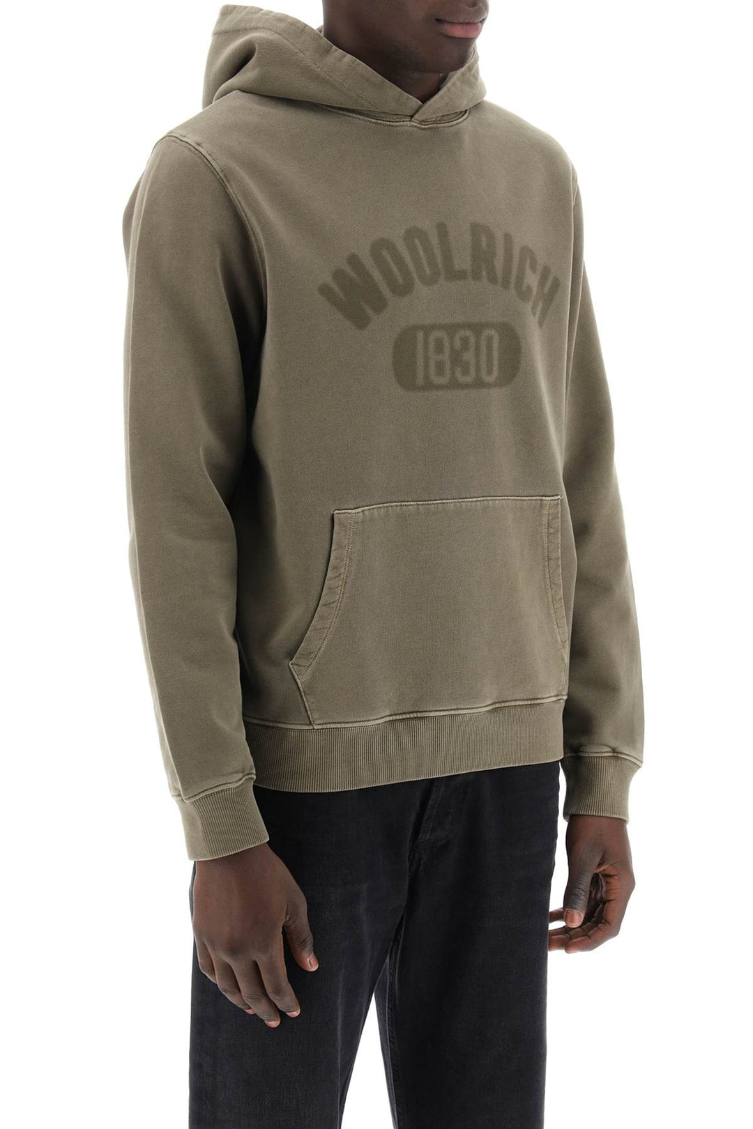 Woolrich Vintage Look Hoodie With Logo Print And   Khaki