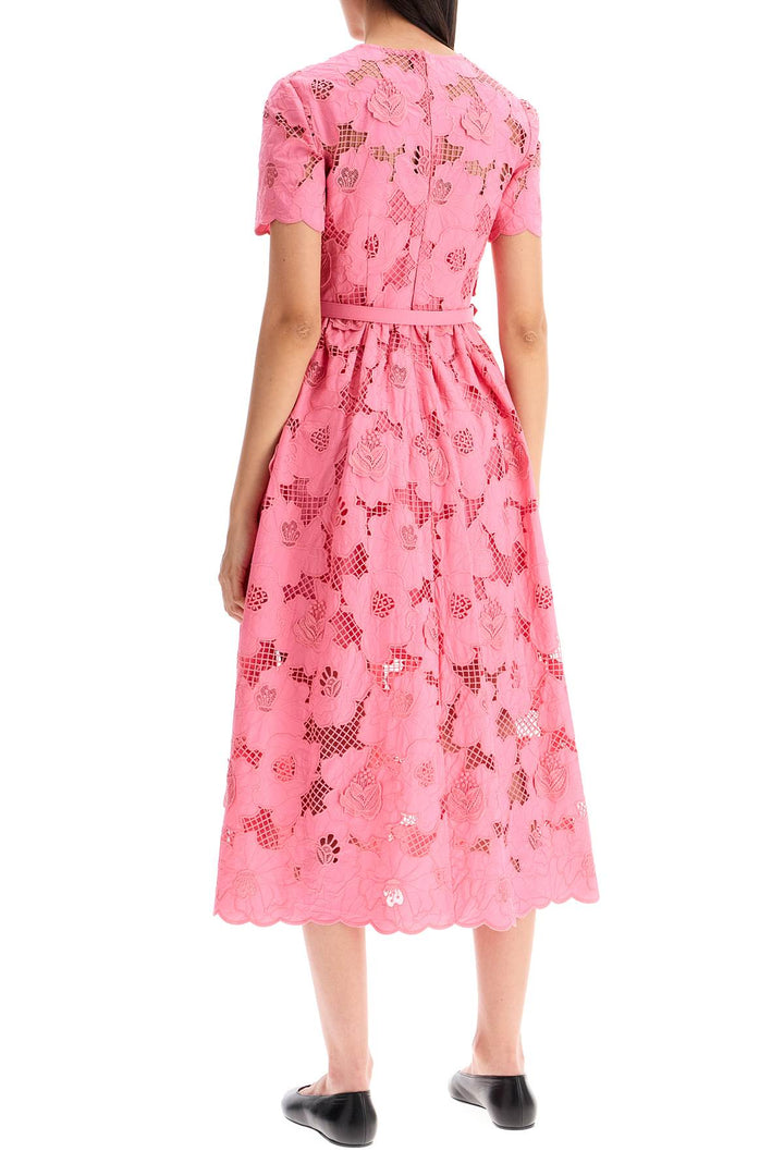 Self Portrait Midi Lace Dress In Seven   Pink