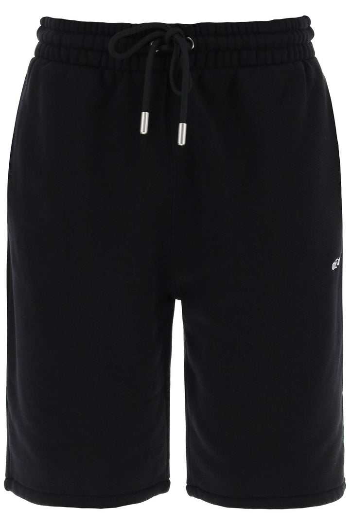 Off White Replace With Double Quotesporty Bermuda Shorts With Embroidered Arrow   Black