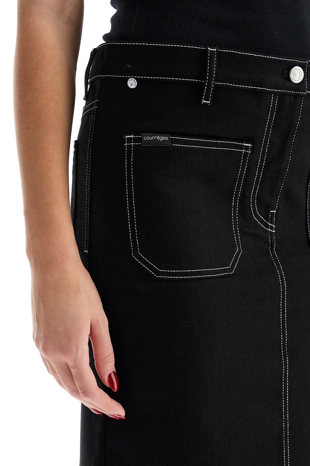 Courreges denim midi skirt