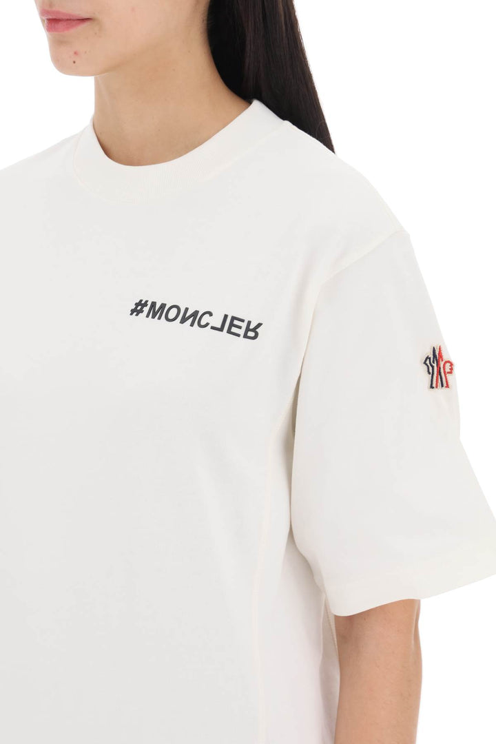 Moncler Grenoble Logo Printed Loose Fitting   Bianco