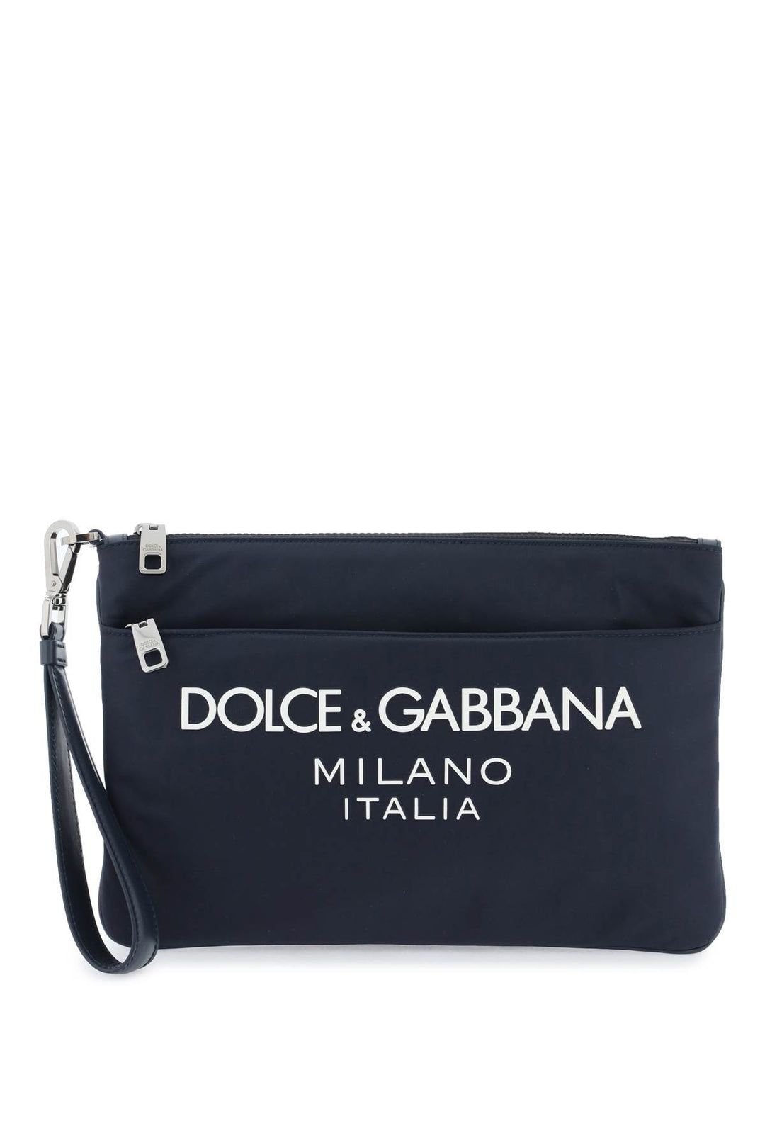 Dolce & Gabbana Nylon Pouch With Rubberized Logo   Blu