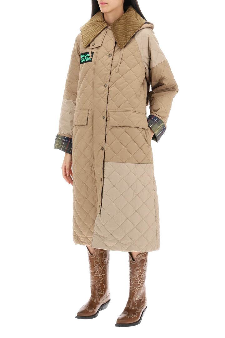 Barbour X Ganni Burghley Quilted Trench Coat   Beige