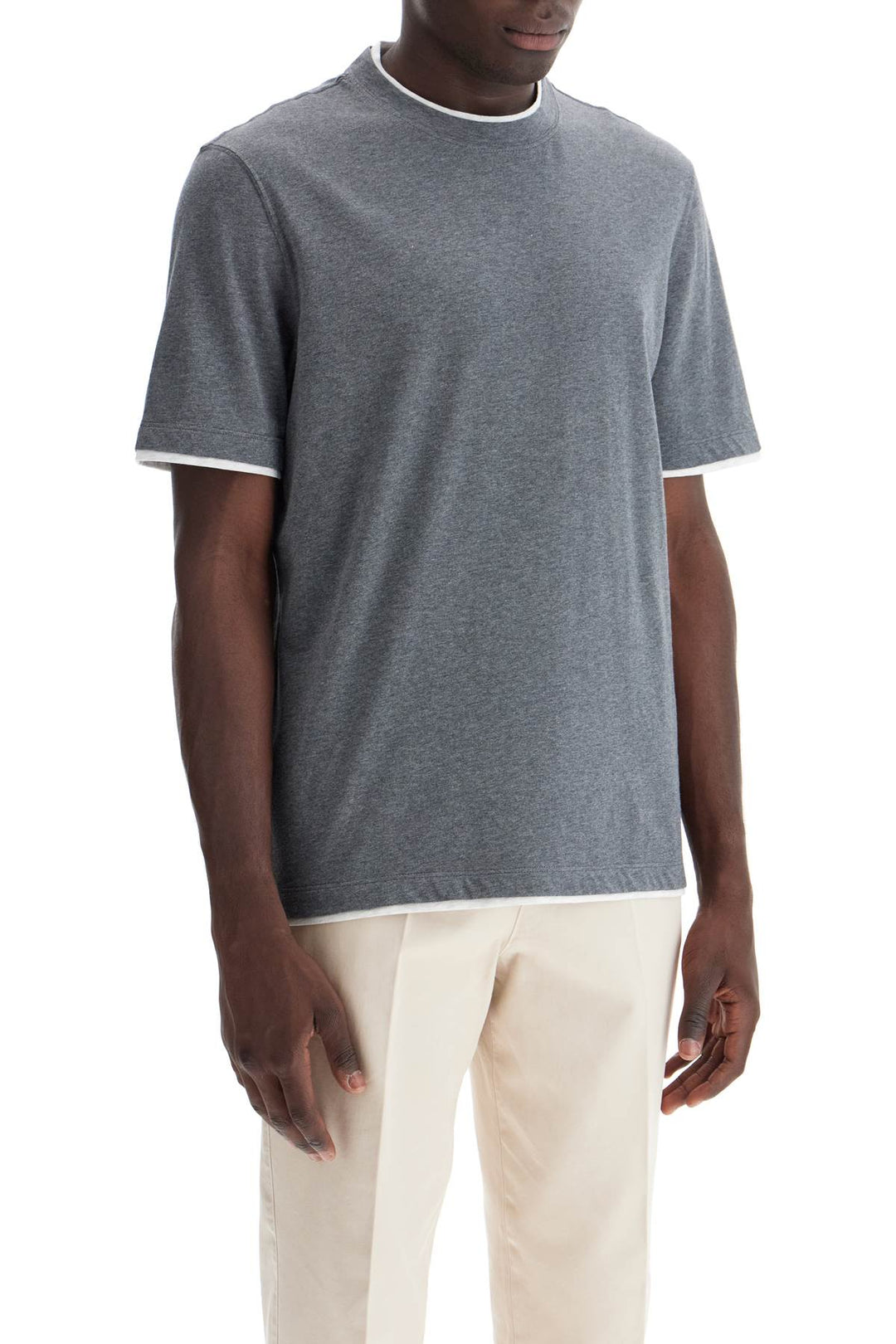 Brunello Cucinelli Layered Effect T Shirt   Grey