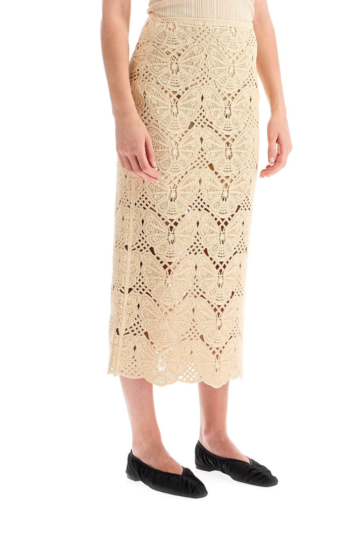 By Malene Birger Crochet Skirt With Belt   Beige