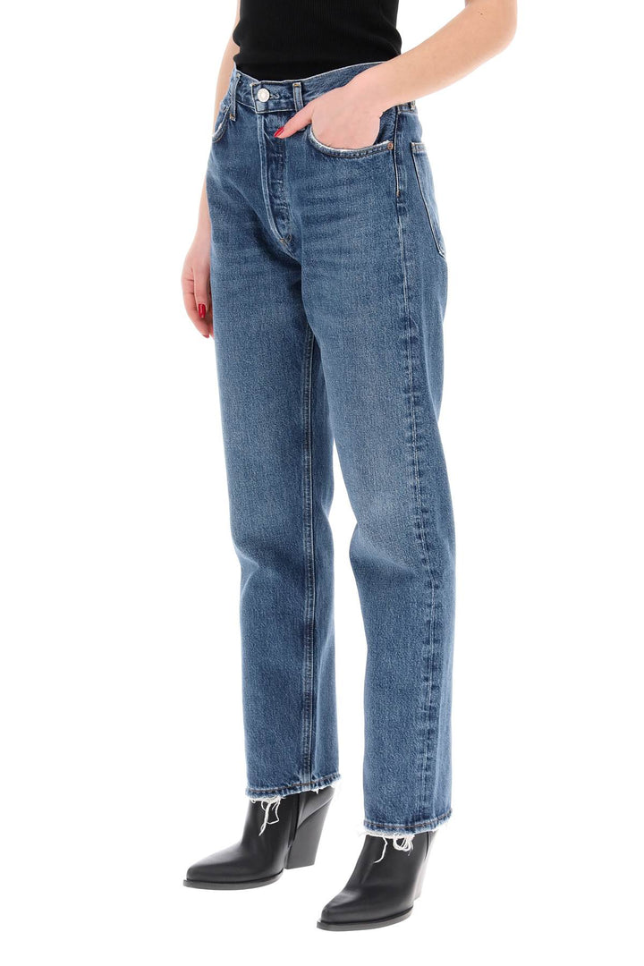 Agolde Straight Leg Jeans From The 90's With High Waist   Blu