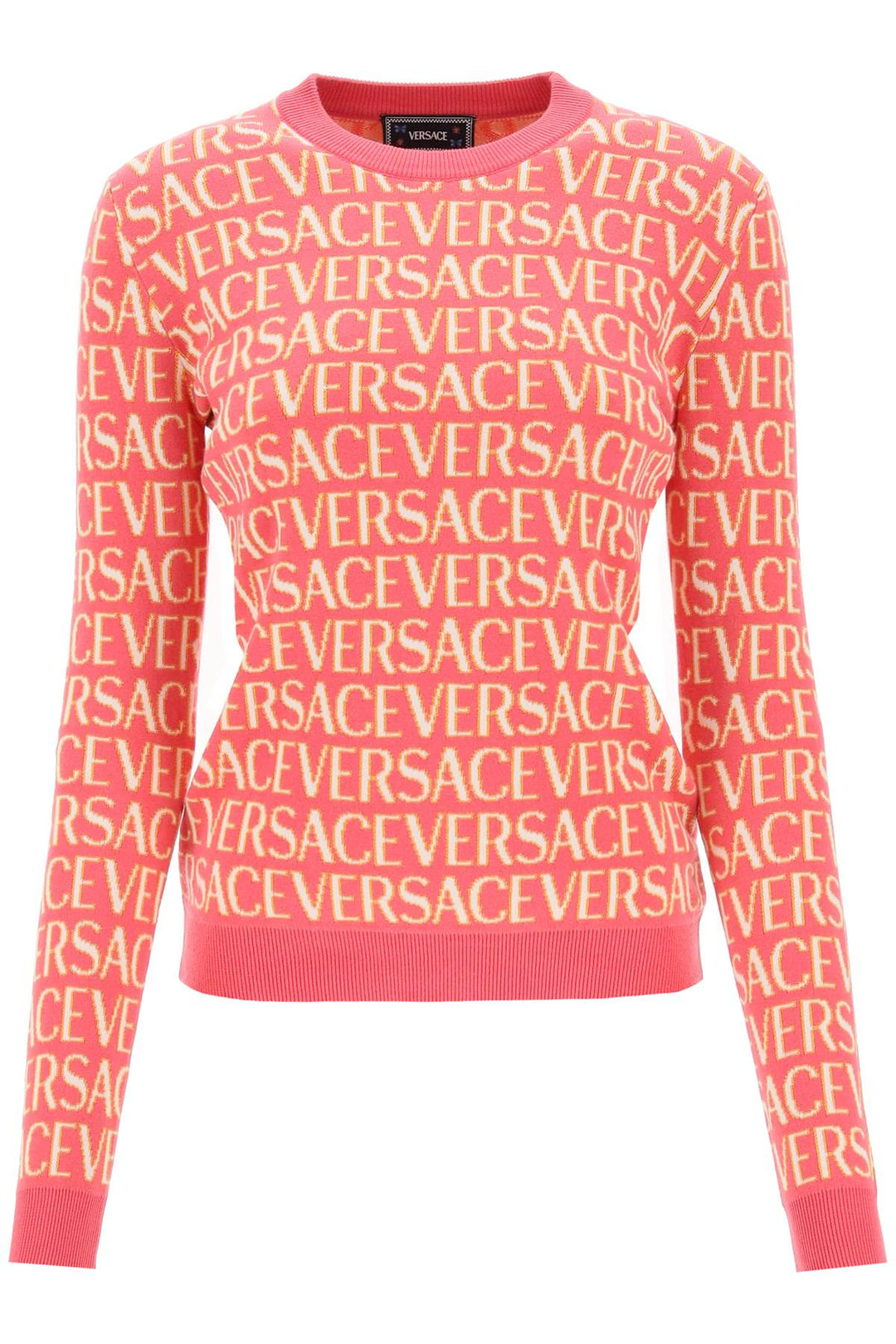 Versace 'Allover' Crew Neck Sweater   Fuxia