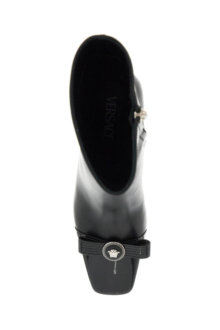 Versace Gianni Ribbon Leather Ankle Boots With   Black