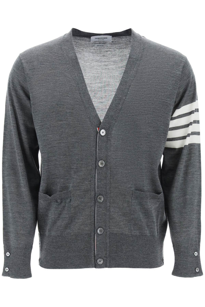 Thom Browne Merino Wool 4 Bar Cardigan   Grey
